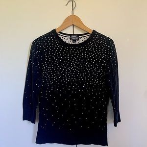 Black and White dotted crew neck sweater by Lands End. size 10/12